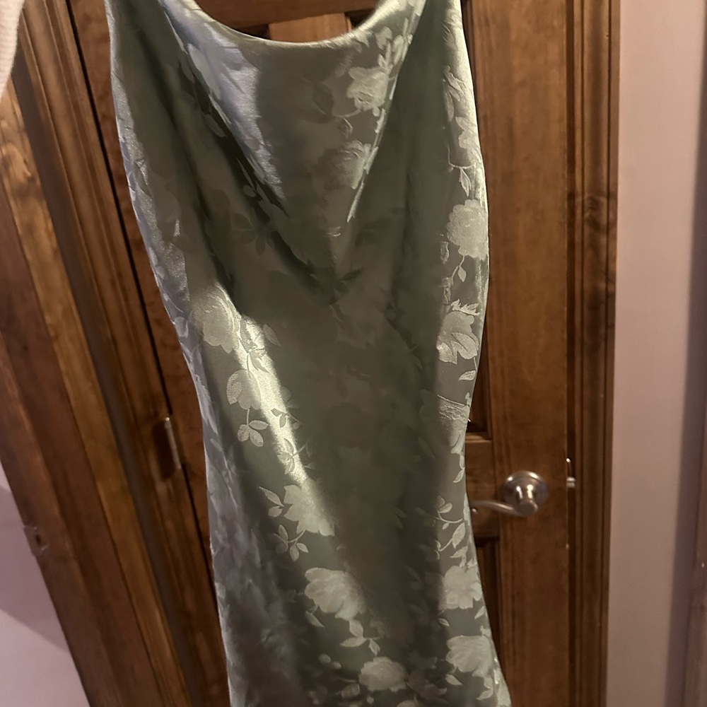 Lulu's Sage Floral Backless Dress